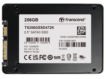 TRANSCEND SSD472K 128GB Industrial (3K P/E) SSD disk 2.5" SATA3, 3D TLC, BiCS5, 560MB/s R, 520 MB/s W, černý