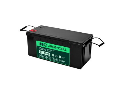 Greencell AGM VRLA 12V 175Ah Bezúdržbová baterie pro lodě, fotovoltaiku, solární panely (532x207x220mm)