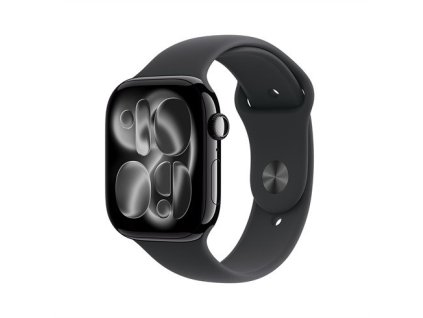 Apple Watch Series 11 GPS + Cellular 46mm Klavírně černý hliník s černým sportovním řemínkem - S/M