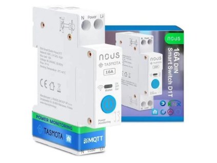 NOUS D1T DIN smart integrovaný spínač, WiFi switch 16A, kompatibilní s Tasmota ESP32