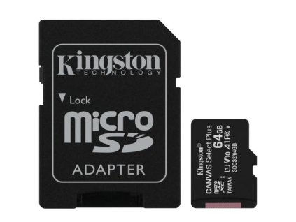 KINGSTON micro SD card SDXC 64GB Canvas Select Plus + SD adaptér