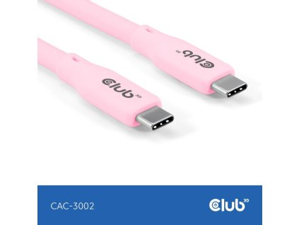 Club3D Kabel USB-C 4.0, 20Gbps, 4K60Hz, PD 240W, 2m, růžová