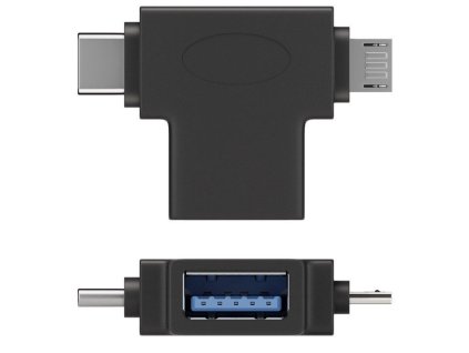 PremiumCord Adaptér USB-A na USB-C + micro USB-B