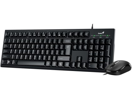 Genius KM-100SE, Set klávesnice a myši, drátový, CZ+SK layout, Copilot klávesa, USB, černý