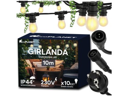 Zahradní girlanda 10m + 11x 1W LED žárovka