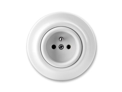 ABB DECENTO Zásuvka 6619K-C06357 s clonkami, bezšroubové svorky, IP40, bílá / bílá (porcelán)