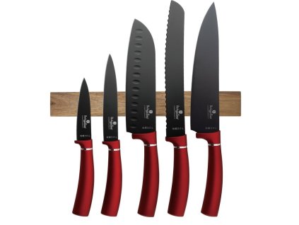 Sada nožů Berlingerhaus s magnetickým držákem 6 ks Burgundy Metallic Line