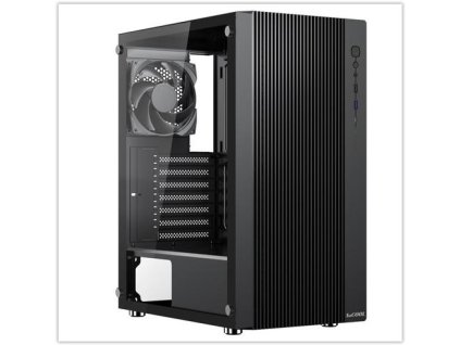 1stCOOL Middle Tower GAMER 4, ATX black černý, bez zdroje, fulltower ATX (USB3+ Audio+ Transparentní bočnice) (PC case)
