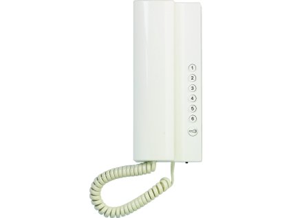 Domácí telefon Tesla Elegant pro systémy 2-BUS, se 7 tlačítky a regulací hlasitosti, bílá