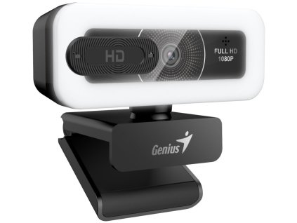Genius FaceCam Light Webkamera, Full HD 1080p, LED osvětlení, vestavěný mikrofon, krytka soukromí, USB/C, černá