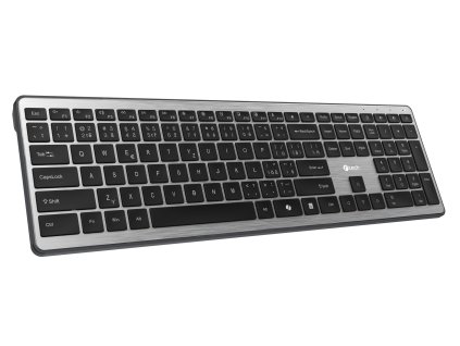 C-TECH klávesnice Quallis KB-118 Dual mode, bezdrátová, BT5.0 + 2,4GHz, scissors tlačítka, USB nano receiver, CZ/SK
