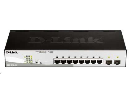 D-Link DGS-1210-08P 10-port Gigabit Smart PoE Switch, 8x GbE PoE+, 2x SFP, PoE 65W, fanless