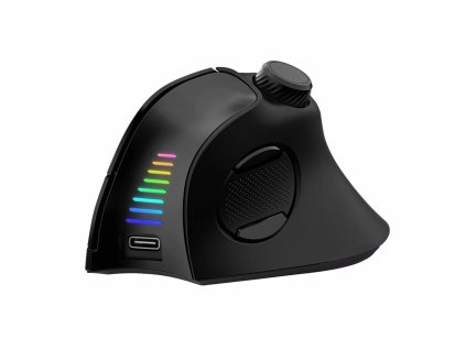 EVOLVEO TwinVerti, bezdrátová vertikální ergonomická myš, podsvícená,tichá, 2.4GHz+Bluetooth, černá