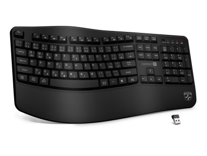 CONNECT IT FOR HEALTH Ergonomická klávesnice, bezdrátová, USB 2.4GHz, CZ + SK verze, ČERNÁ
