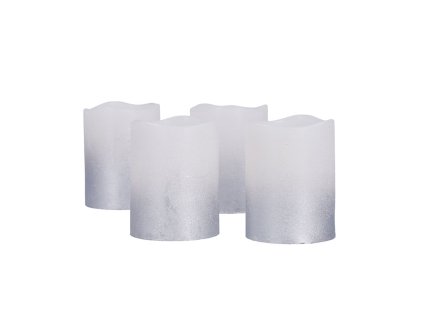 Solight sada LED svíček s časovačem, 4x svíčka, 6,5cm, stříbrná barva, 4xCR2032 součástí
