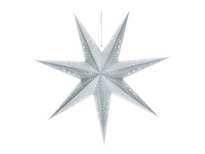 Solight LED vánoční hvězda stříbrná, závěsná, časovač, 60cm, 20x LED, 2x AA