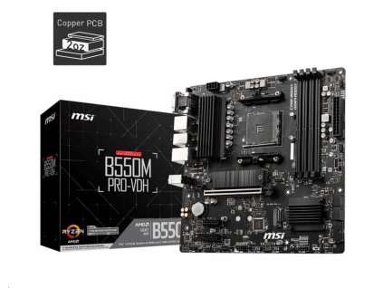 MSI MB Sc AM4 B550M PRO-VDH, AMD B550, 4xDDR4, 1xDP, 1xHDMI, 1xVGA, mATX