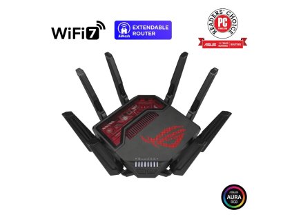 ASUS Herní Router ROG Rapture GT-BE19000, 3-pásmový WiFi7 Router, 2x WAN, 4x LAN, AiMesh