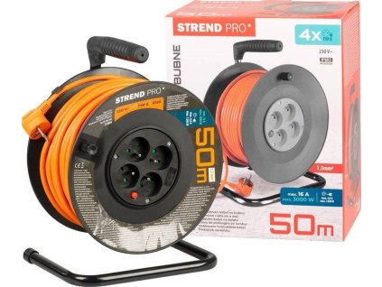 Strend Pro DG-FB04 buben 50m plast 4xzas. 3x1,5mm oranžová (213059)