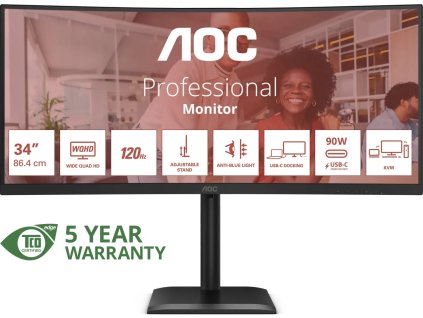 AOC/CU34E4CV/34''/VA/wQHD/120Hz/4ms/Černá/5R
