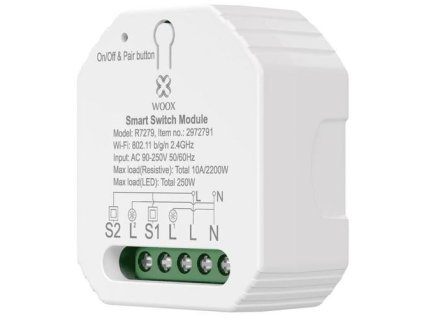 WOOX R7279 smart integrovaný spínač dvojcestný, WiFi switch 2-gang 10A, Tuya