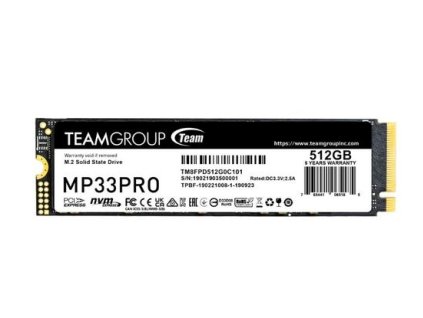 TEAMGROUP MP33 PRO SSD NVMe M.2 512GB PCIe Gen3x4 2280 (čtení max. 3400MB/s, zápis max. 2600MB/s)