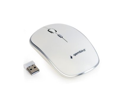 GEMBIRD myš MUSW-4B-01, bílá, bezdrátová, USB nano receiver