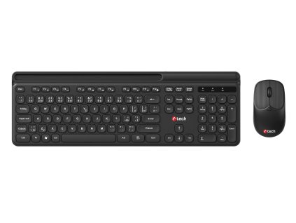 Klávesnice C-TECH Quallis WLKMC-05, bezdrátový combo set s myší, černý, USB, CZ/SK