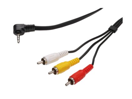 PremiumCord Video + Audio kabel, stereo 3.5mm 4 pinový - 3x CINCH RCA stíněný, M/M, 1,5m