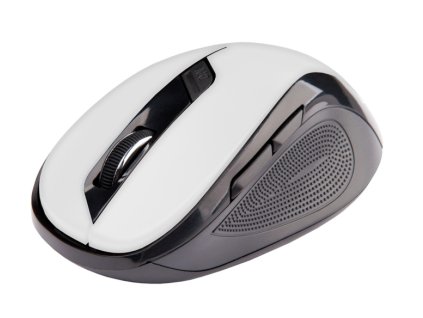 C-TECH myš WLM-02, černo-bílá, bezdrátová, 1600DPI, 6 tlačítek, USB nano receiver