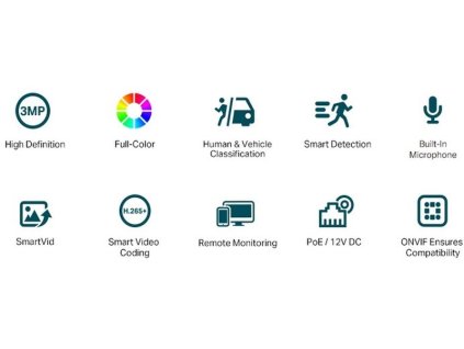 TP-Link VIGI C430(4mm) Turret kamera, 3MP, 4mm, Full-Color