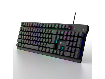 C-TECH herní klávesnice Riven (GKB-16), casual gaming, CZ/SK, duhové podsvícení, USB