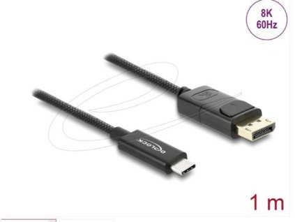 Delock Koaxiální kabel USB Type-C™ na DisplayPort (DP Alt Mode) 4K 60 Hz s pleteným opláštěním 1 m