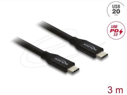 Delock Koaxiální kabel USB 20 Gbps USB PD 3.0 60 W 3 m