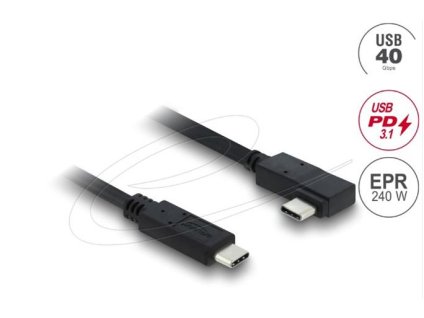 Delock Koaxiální kabel USB 40 Gbps pravoúhlý levý / pravý USB PD 3.1 240 W 1 m