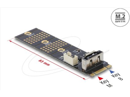Delock Adaptér ze zástrčky M.2 Key B na SATA 7 pin, vertikální