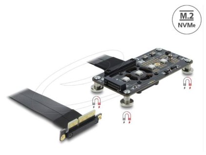 Delock Adaptér PCI Express 3.0 x4 na M.2 Key M s ventilátorem a kabelem, 10 cm