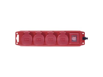 EMOS Přívod prodlužovací 3m 4zásuvka 250V/16A pryž krytky s vypínačem IP44 červená