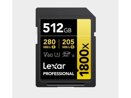 Lexar SDXC Pro 1800x U3 UHS-II R280/W210 (V60) 512GB