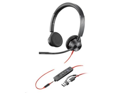 Poly Blackwire 3325 MS Teams náhlavní souprava, 3.5 mm jack + USB-C/A adaptér, stereo