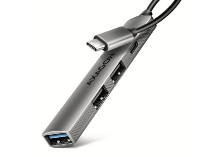AXAGON HUE-STC, 4x USB ALU STRIP hub, 1x USB-A 5Gbps, 2x USB-A & 1x USB-C 480Mbps, kabel USB-C 12cm