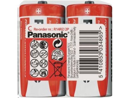 PANASONIC Zinkouhlíkové baterie Red Zinc R14RZ/2P C 1,5V (shrink 2ks)