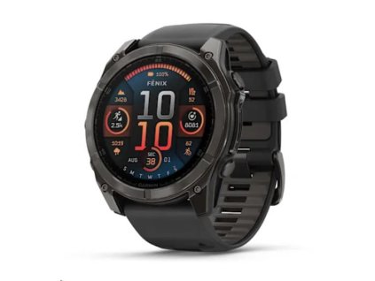 Garmin fenix® 8 AMOLED Sapphire - 51 mm - Carbon Gray DLC Titanium with Black | Pebble Gray Silicone Band, EU