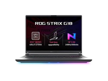 ASUS ROG Strix G18 - Ultra 9 Processor 275HX/32GB/1TB SSD/RTX 5070 Ti 12GB/18"/2,5K/IPS/2y PUR/bez OS/šedá
