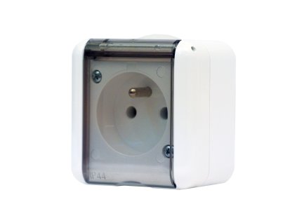 SCAME Zásuvka AQUALINE jednoduchá transparentní víčko, bílá IP44
