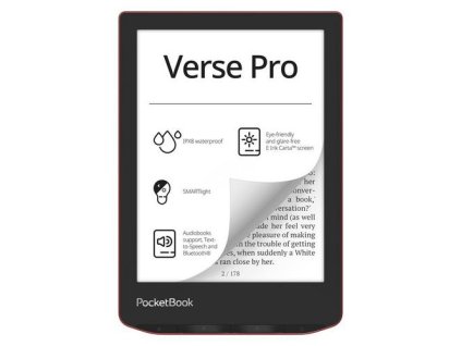 POCKETBOOK 634 Verse Pro Passion Red 6” E-Ink, 16GB, WiFi, červený