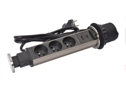 LEGRAND Blok TOWER 60 3X2P+T USB A+C zásuvkový výsuvný