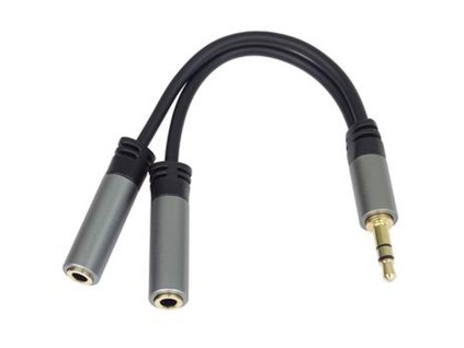 PremiumCord HQ Kabelová rozdvojka 3,5mm Jack Male - 2x Jack Female 15cm