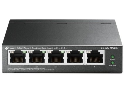 TP-Link TL-SG1005LP PoE switch 5xGLAN 4xPoE out 802.3af/at (až 30W/port) budget 40W