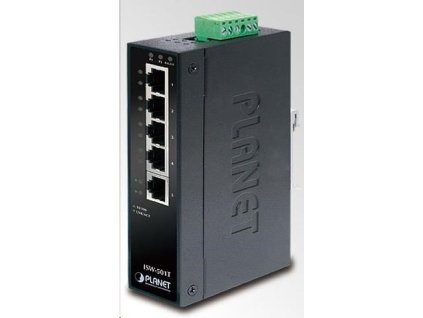 Planet ISW-501T, 5x 10/100, DIN,IP30, rozšířený teplotní rozsah -40~75 st.C